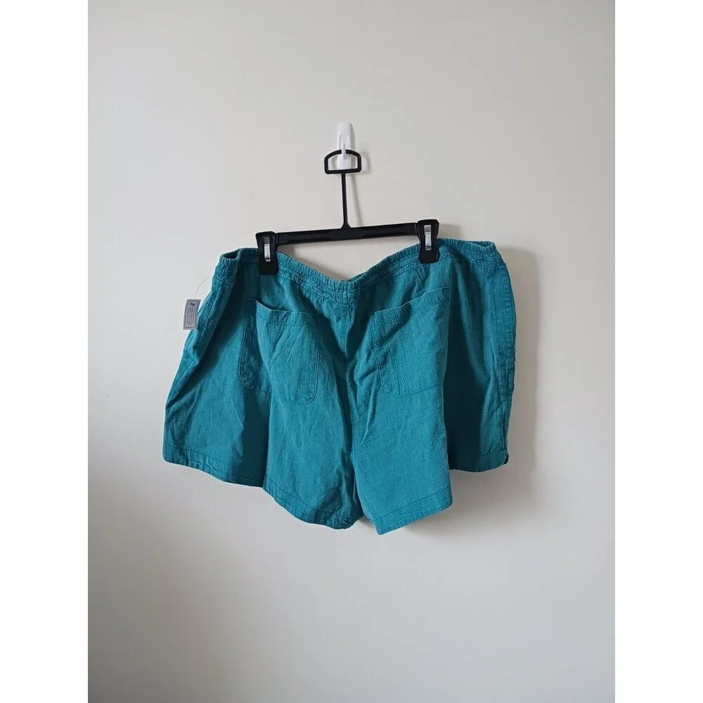Time‎ and Tru Pull On Shorts Elastic Waist Pockets Teal Green 3XL